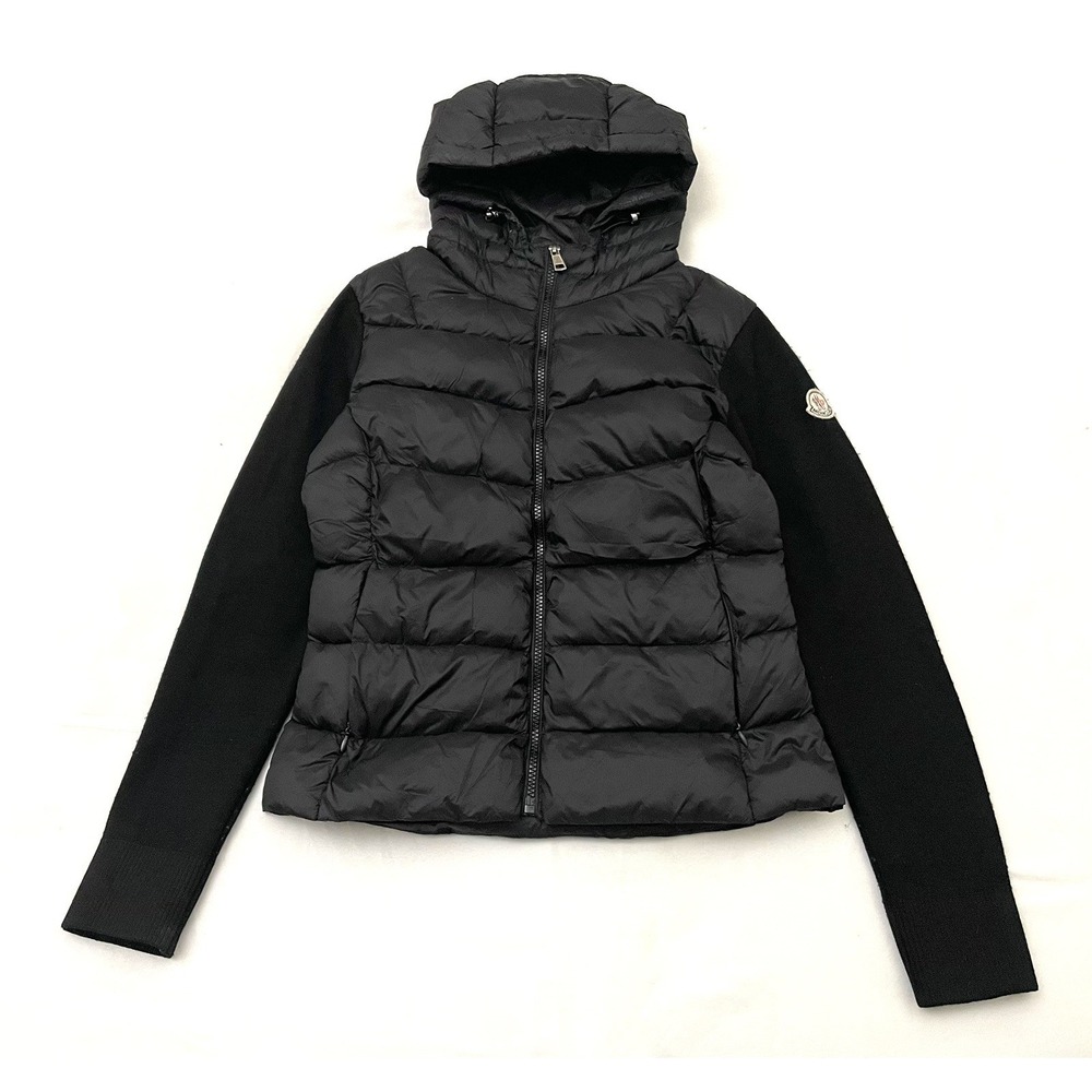Moncler Kids Hooded Down Puffer Jacket Size 2 Black Full Zip